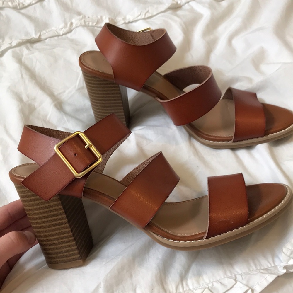 Brown leather heels